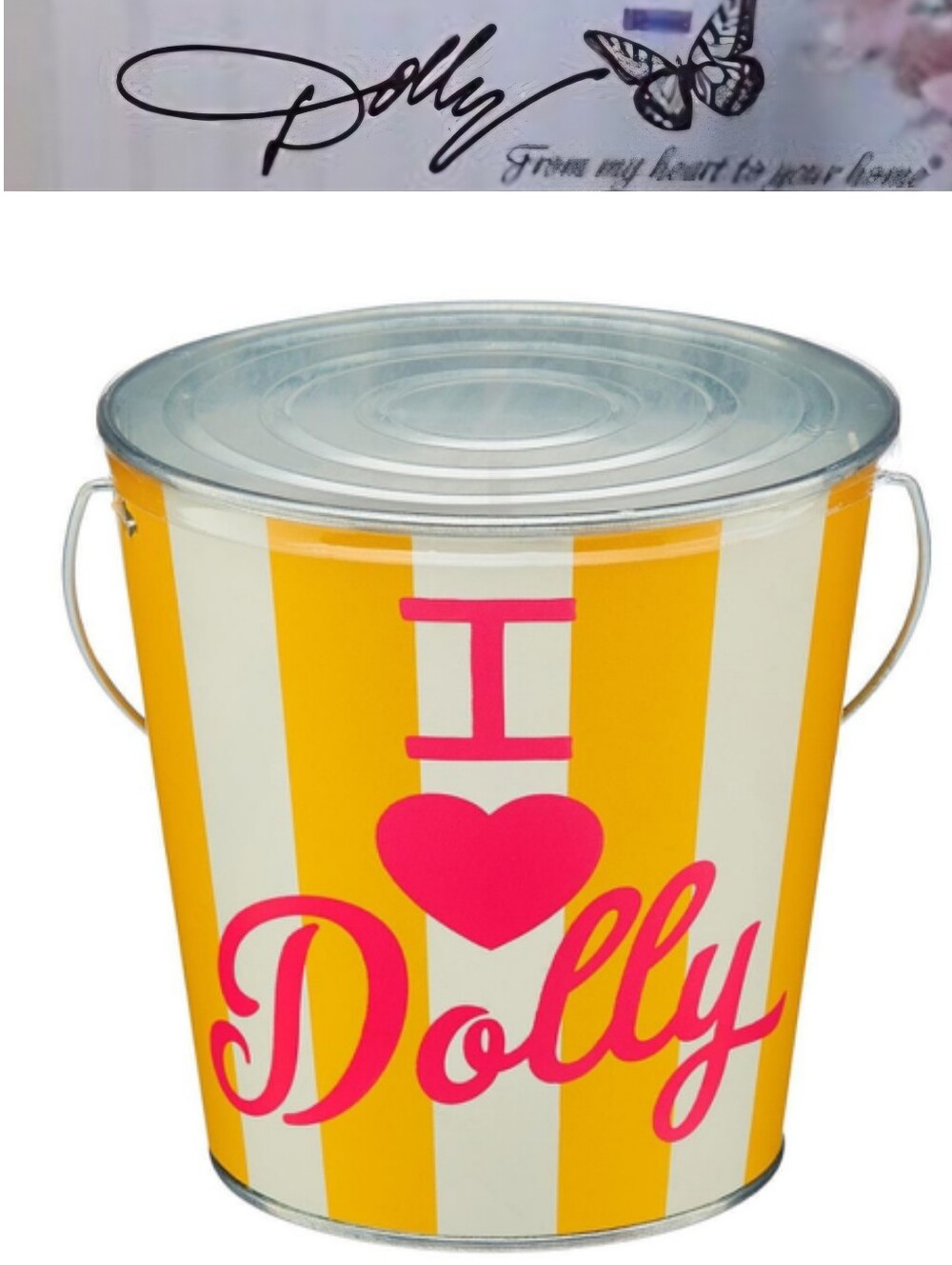 Dolly Parton Summer Striped, 'I Love Dolly," Citronella Bucket Candle